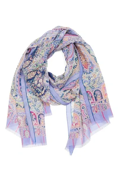 Etro Paisley Print Silk Scarf In Grigio