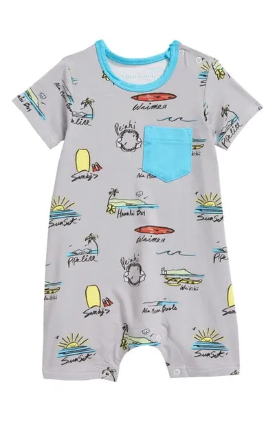 Coco Moon Babies' Surf Report Romper In Gray