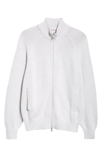 Brunello Cucinelli Cotton Zip Cardigan In Nebbia