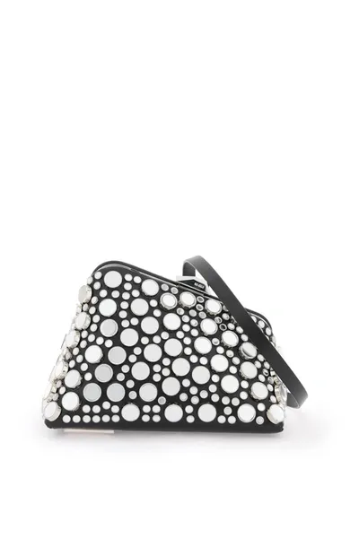 Attico Mini Midnight Clutch With Mirrored Studs In Metallic