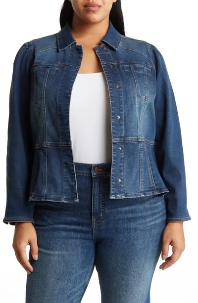 Wit & Wisdom Peplum Denim Jacket In Blue