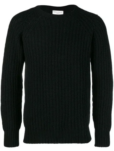 Officine Generale Ribbed-knit Wool Sweater In Black