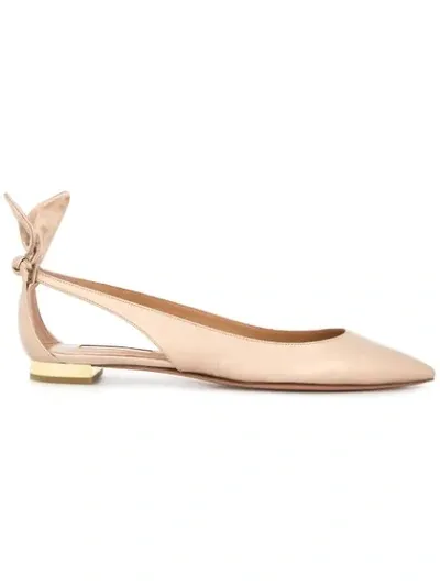 Aquazzura Drew Knotted Ballerina Shoes In Metallic