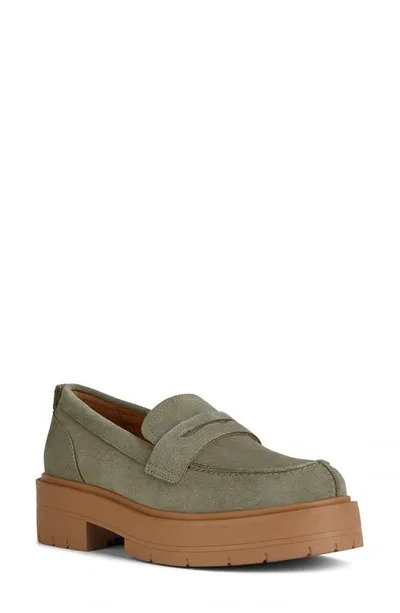 Geox Spherica Platform Penny Loafer In Sage