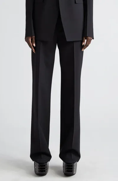 Rick Owens Straight Leg Stretch Virgin Wool Trousers In Black