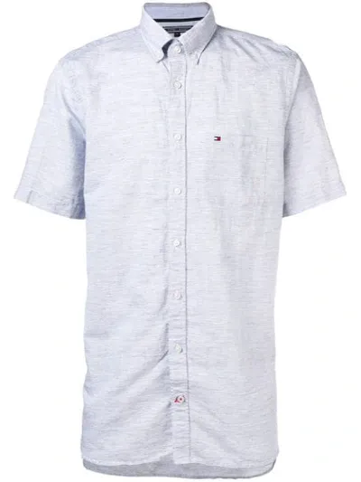 Tommy Hilfiger Logo-embroidered Button-down Shirt In Blue