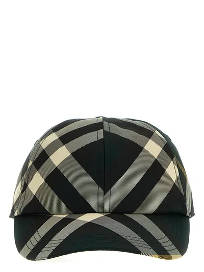 Burberry Check Cap Hats In Dark Green