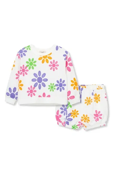 Peek Essentials Babies'  Flower Print Long Sleeve Top & Cotton Shorts Set