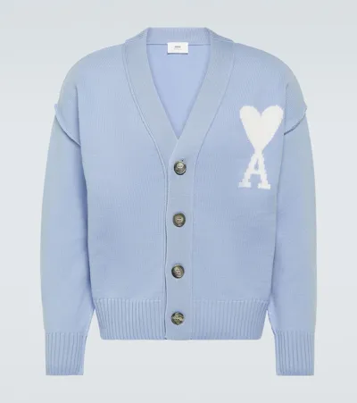 Ami Alexandre Mattiussi Ami De Caur Cardigan In Cashmere Blue