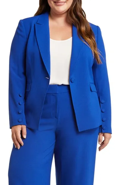 Tahari One-button Crepe Blazer In Cobalt