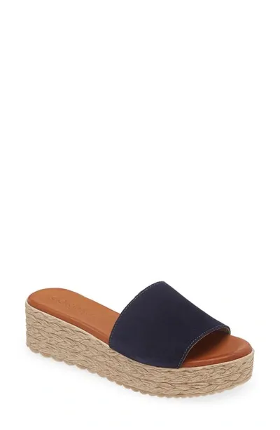 Cordani Bizzy Espadrille Platform Wedge Slide Sandal In Navy Suede