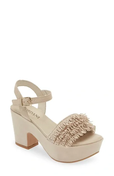 Cordani Liona Ankle Strap Platform Sandal In Rafia Beige