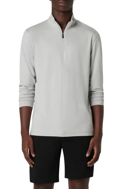 Bugatchi Quarter Zip Performance Pullover In Platinum