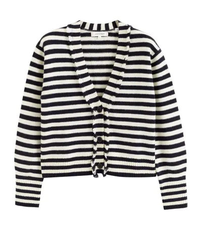 Chinti & Parker Striped Fringed-edge Cardigan In Black