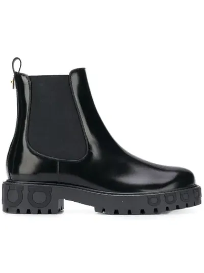 Ferragamo Varsi Glossed-leather Chelsea Boots In Black