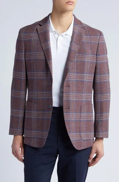 Nordstrom Classico Plaid Stretch Sport Coat In Burgundy Navy Festiva Plaid