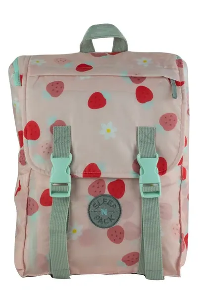 Mimish Kids' Sleep-n-pack Strawberries & Daisies Print Sleeping Bag Backpack