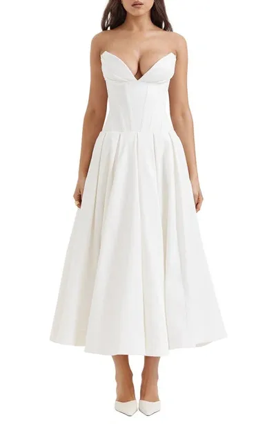 House Of Cb Lady Strapless Midi Dress In White