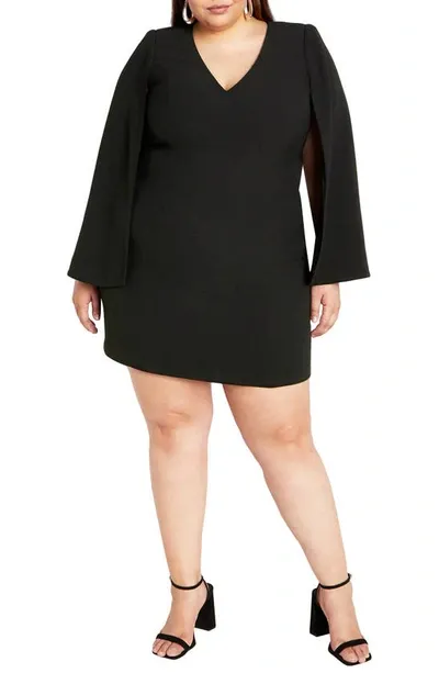 City Chic Amaya Long Sleeve Minidress In Black