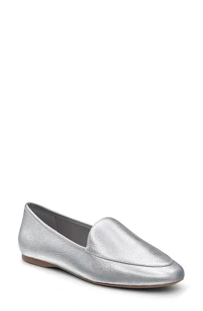 Birdies Vesper Flat In Silver Leather