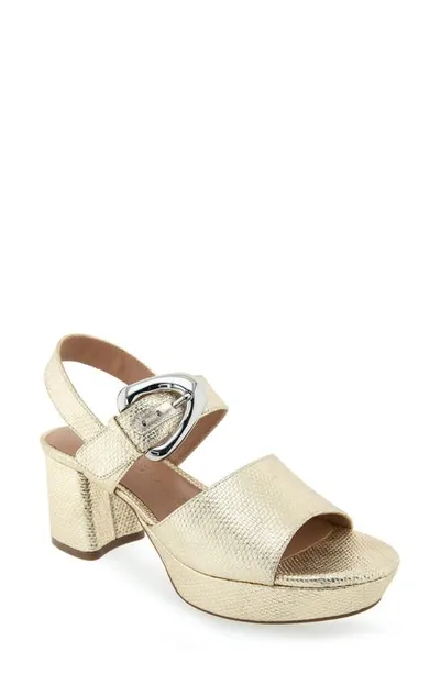 Aerosoles Chamber Platform Sandal In Soft Gold Canvas