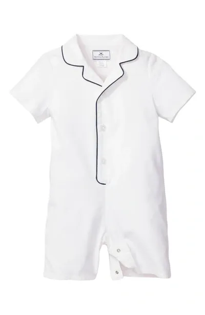 Petite Plume Babies' Button Front Romper In White