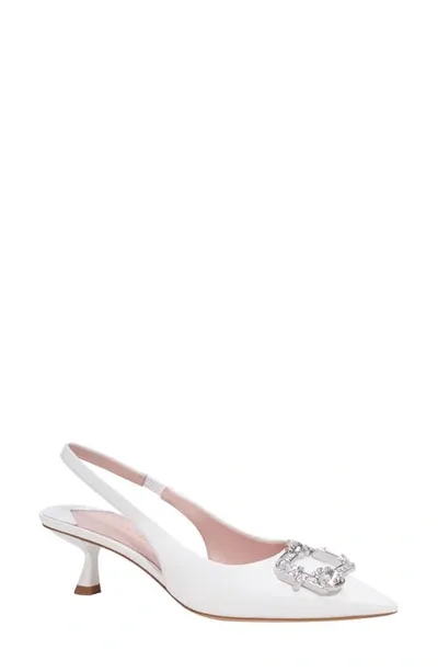 Kate Spade Renata Pointed Toe Kitten Heel Slingback Pump In True White