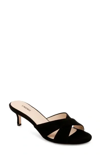 L Agence Aveline Slide Sandal In Black Suede