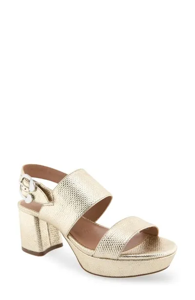 Aerosoles Camera Platform Sandal In Soft Gold Canvas