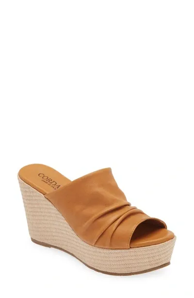 Cordani Henley Espadrille Platform Wedge Slide Sandal In Nappa Pelle Cuoio