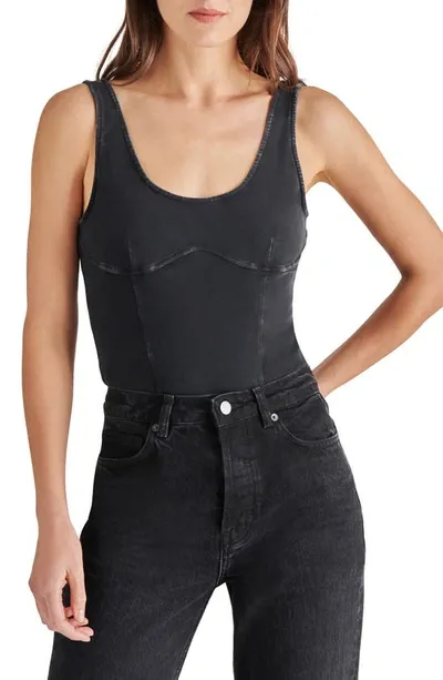 Steve Madden Lailah Stretch Cotton Bodysuit In Black