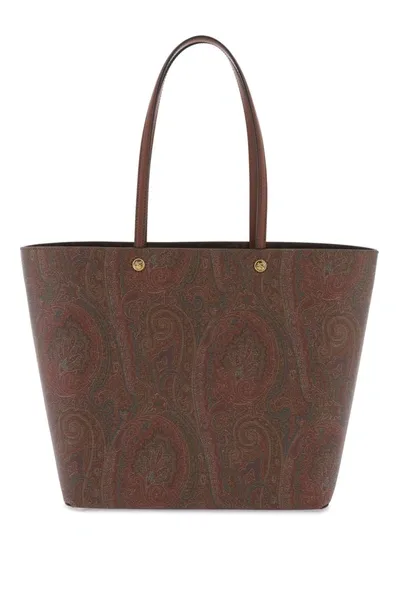 Etro Essential Large Tote Bag In Brown, Red