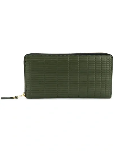 Comme Des Garçons Embossed Zip Around Wallet In Green