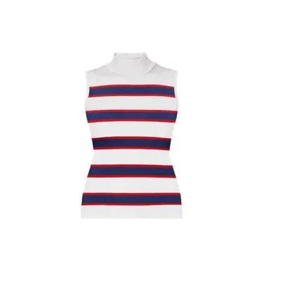 Rumour London Women's Blue / White / Red Erin Blue & Red Striped Sleeveless Top