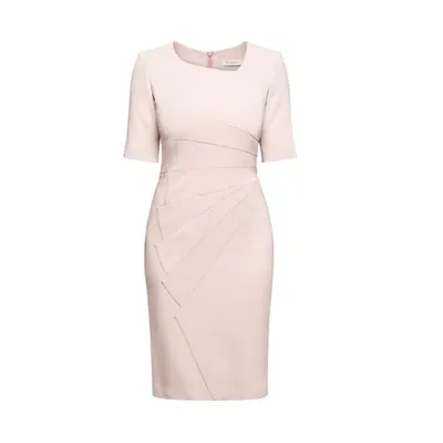 Rumour London Amelie Powder Pink Fitted Knee Length Dress With Asymmetrical Neckline