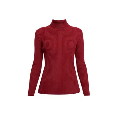 Rumour London Mia Red Ribbed Turtleneck Sweater