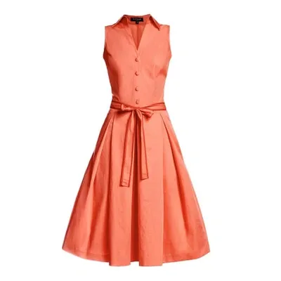 Rumour London Venice Satin Cotton Belted Flared Dress