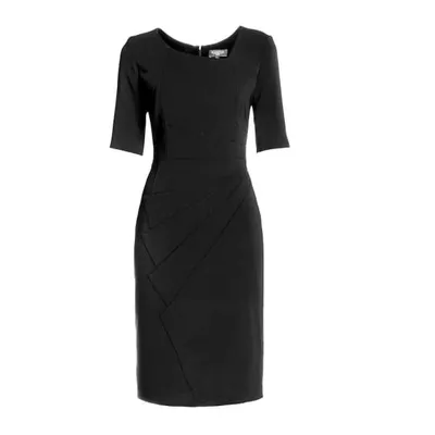 Rumour London Amelie Black Fitted Knee Length Dress With Asymmetrical Neckline