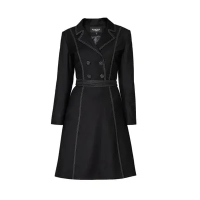 Rumour London Women's Black Annabel Virgin Wool Dress With Pleated Back & Contrasting Stitching