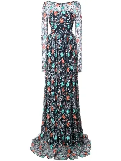 Zac Zac Posen Venice Spread Gown In Blue