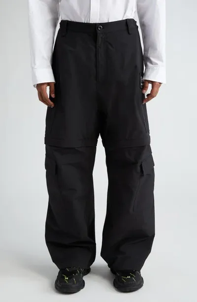 Balenciaga Light Zip-off Ripstop Cargo Pants In Black