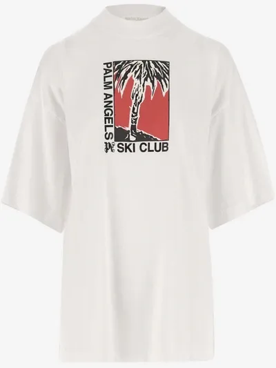 Palm Angels Oversized T-shirt With Graphic Print In White