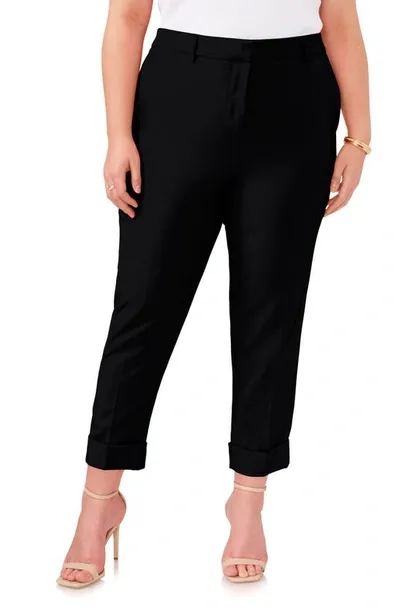 Vince Camuto Cuffed Hem Crop Pants In Rich Black