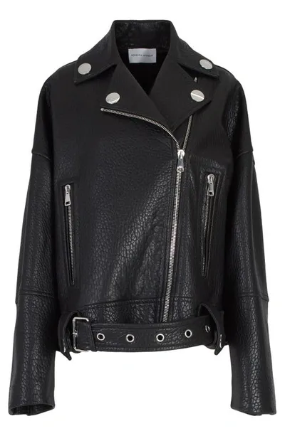 Rebecca Minkoff Stevie Leather Moto Jacket In True Black