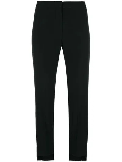 Alexander Mcqueen Kick Back Cropped Viscose Crepe Pants In Black