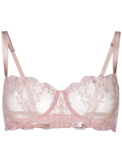 Fleur Of England Antoinette Embroidered Balcony Bra In Pink