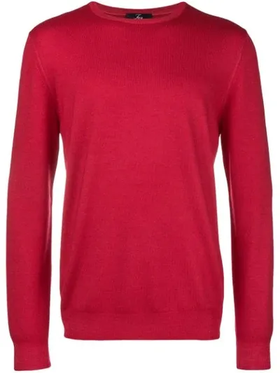 Fay Plain Knit Sweater In Red