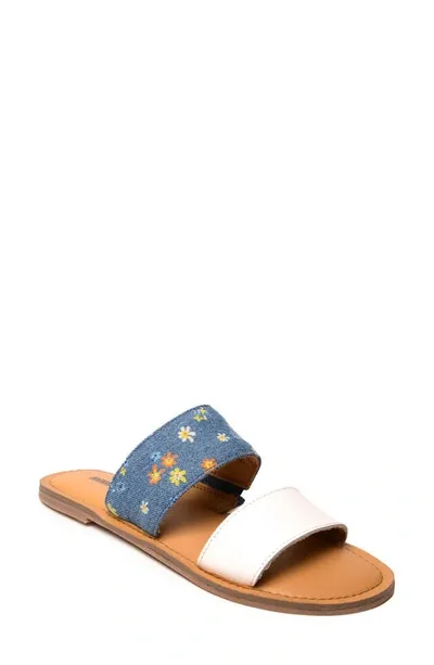 Minnetonka Franky Slide Sandal In Floral Denim Multi