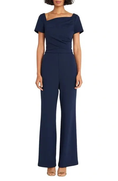 Maggy London Short Sleeve Sheath Jumpsuit In Navy Blazer