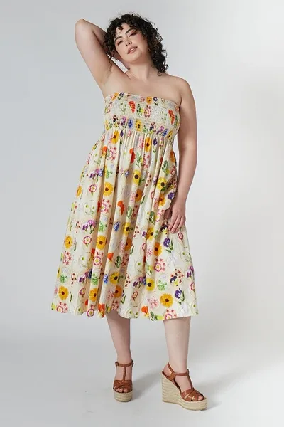 Rachel Antonoff Mindy Smocked Midi Dress In Xxl